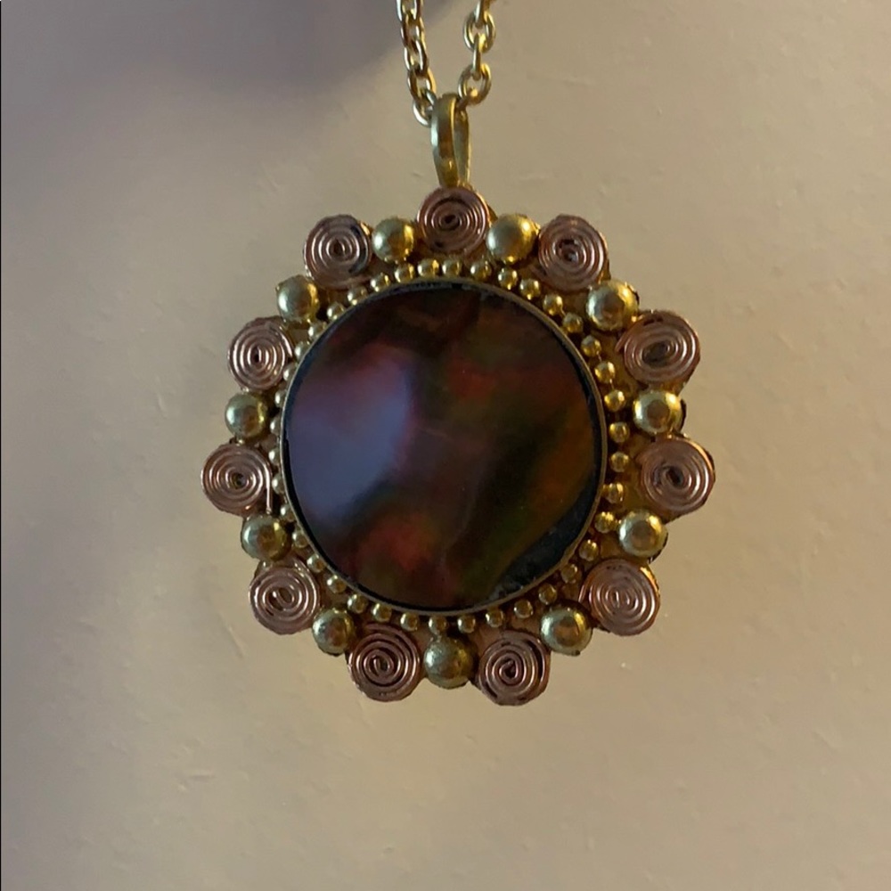 Gold and Black Pendant Necklace